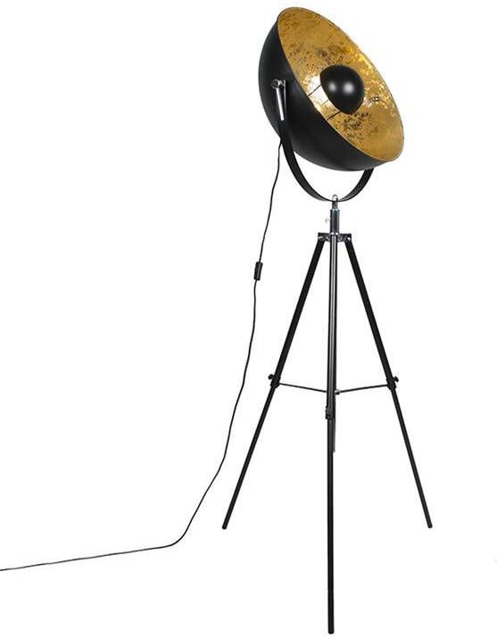 QAZQA Industriële vloerlamp tripod zwart Magna 50 Eglip