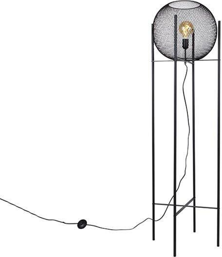 QAZQA Moderne vloerlamp zwart Mesh Ball