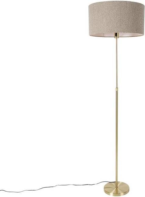 QAZQA Vloerlamp verstelbaar goud met boucle kap taupe 50 cm Parte