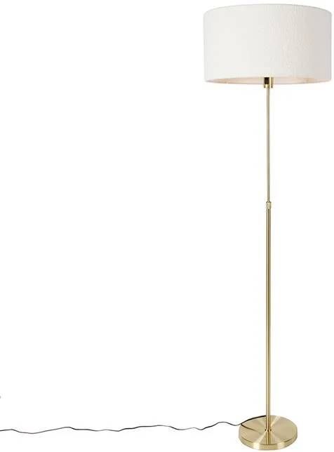 QAZQA Vloerlamp verstelbaar goud met boucle kap wit 50 cm Parte