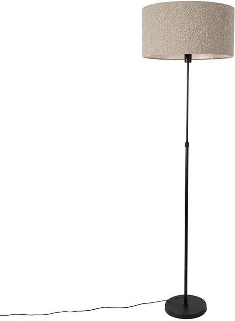 QAZQA Vloerlamp zwart verstelbaar met boucle kap taupe 50 cm Parte