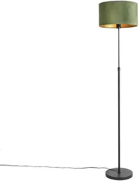 QAZQA Vloerlamp zwart met velours kap groen met goud 35 cm Parte