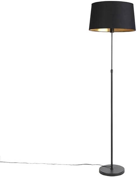 QAZQA Vloerlamp zwart met zwarte kap 45 cm verstelbaar Parte