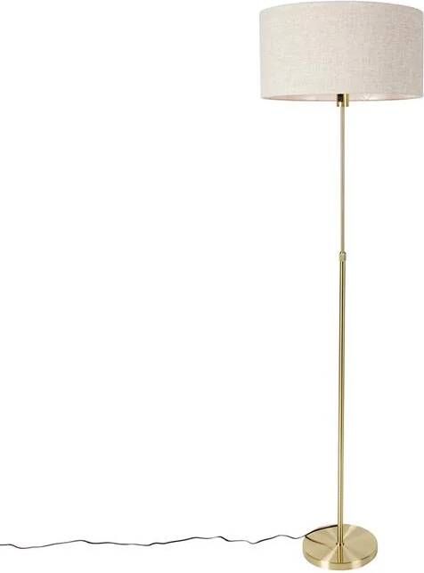 QAZQA Vloerlamp verstelbaar goud met kap lichtgrijs 50 cm Parte