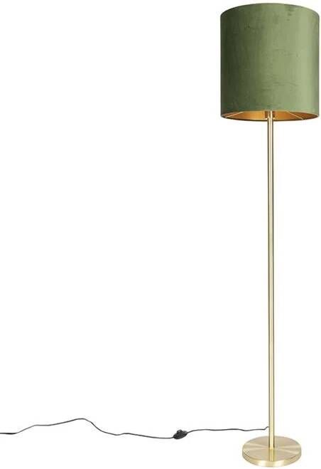 QAZQA Botanische vloerlamp messing met groene kap 40 cm Simplo
