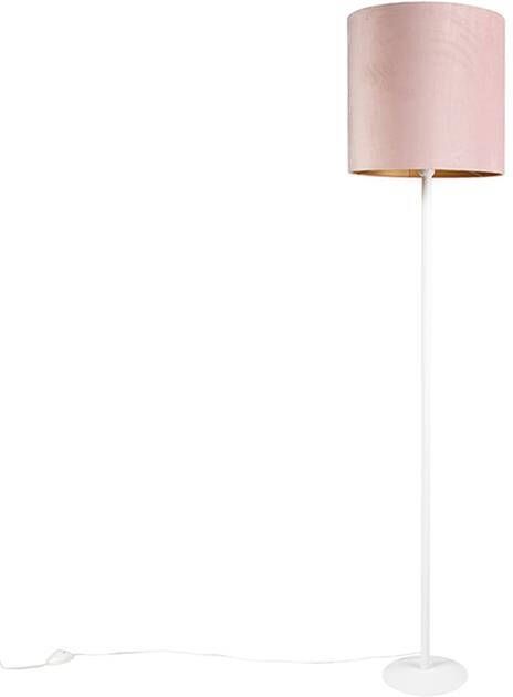 QAZQA Romantische vloerlamp wit met roze kap 40 cm Simplo