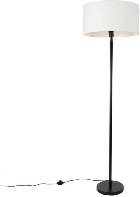 QAZQA Vloerlamp zwart met kap wit 50 cm Simplo