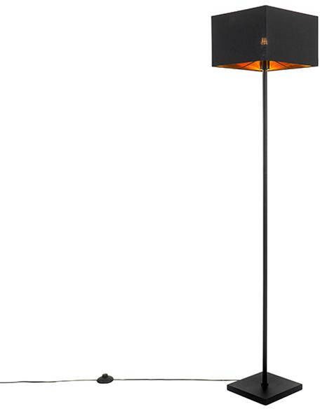 QAZQA Moderne vloerlamp zwart met goud vierkant VT 1