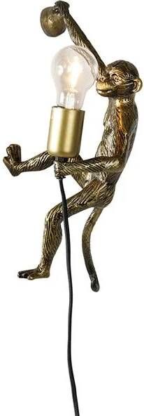 QAZQA Vintage wandlamp goud Animal Monkey