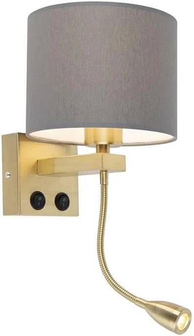 QAZQA Art deco wandlamp goud met grijze kap Brescia