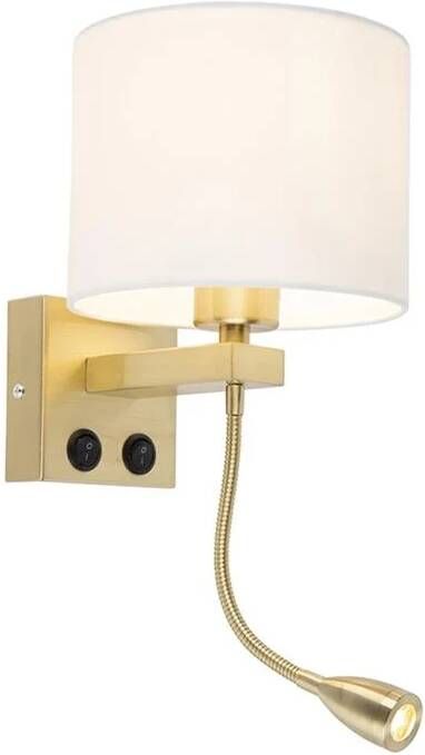 QAZQA Art deco wandlamp goud met witte kap Brescia