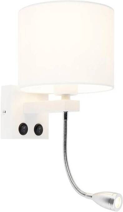 QAZQA Moderne wandlamp wit met witte kap Brescia