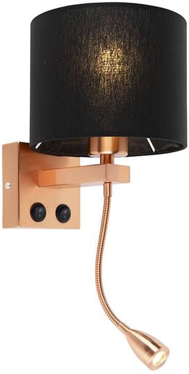 QAZQA Art deco wandlamp koper met zwarte kap Brescia