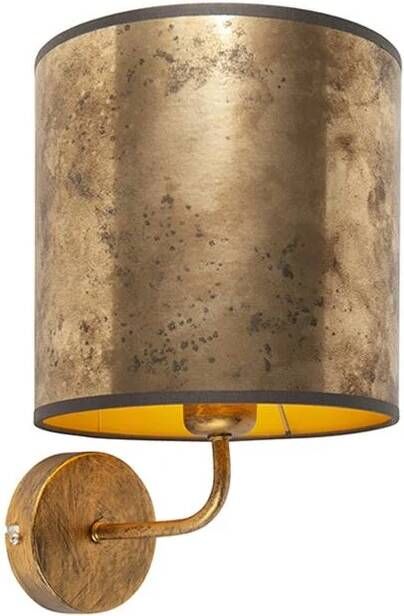 QAZQA Vintage wandlamp goud met brons velours kap Matt