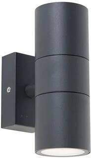 QAZQA Buitenwandlamp donkergrijs 2-lichts IP44 Duo