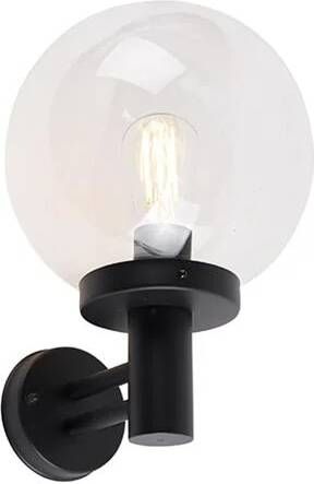 QAZQA Buiten wandlamp zwart met kunststof IP44 RVS Sfera