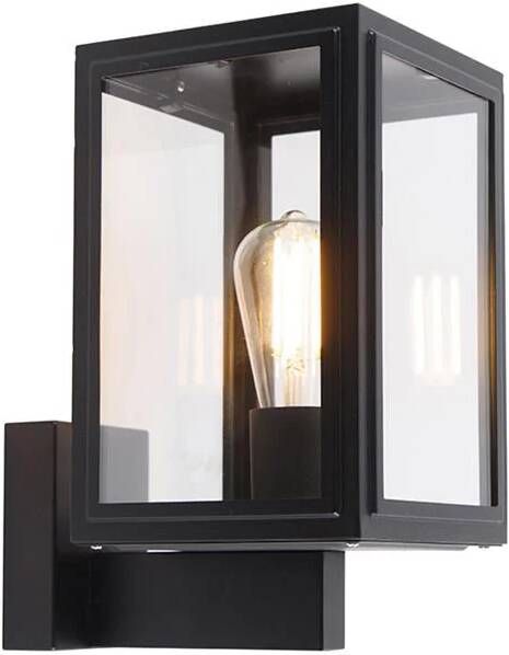 QAZQA Landelijke wandlamp zwart IP44 Sutton Up