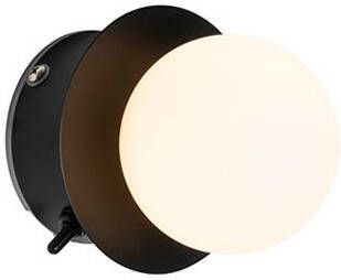 QAZQA Wandlamp zwart IP44 met schakelaar Cederic