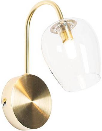 QAZQA Klassieke wandlamp goud met glas Elien