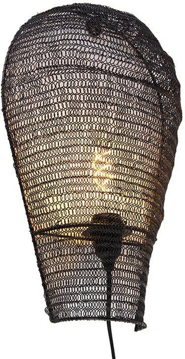 QAZQA Oosterse wandlamp zwart 45 cm Nidum