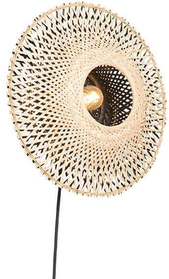 QAZQA Oosterse wandlamp bamboe 35 cm met stekker Rina