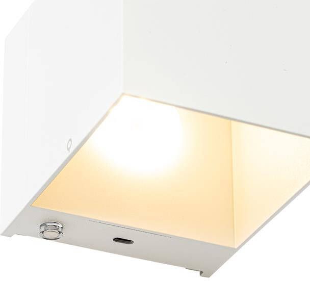 QAZQA Wandlamp wit incl. LED en touch dimmer oplaadbaar Joris