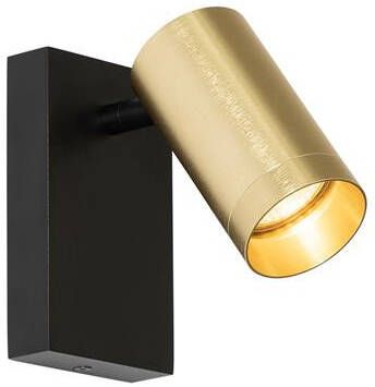 QAZQA Wandlamp zwart met goud verstelbaar met schakelaar Jeana Luxe