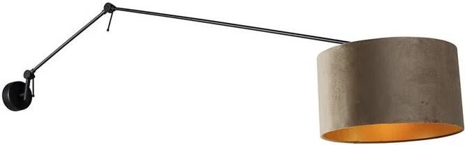 QAZQA Wandlamp zwart met velours kap taupe 35 cm verstelbaar Blitz