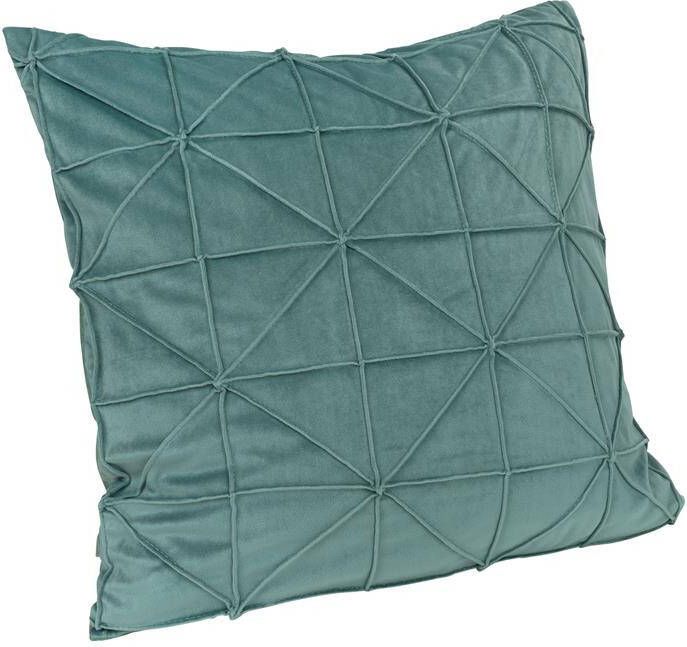 QUVIO Kussenhoes met grafisch patroon 50 x 50 cm Fluweel Eucalyptus groen - Foto 2