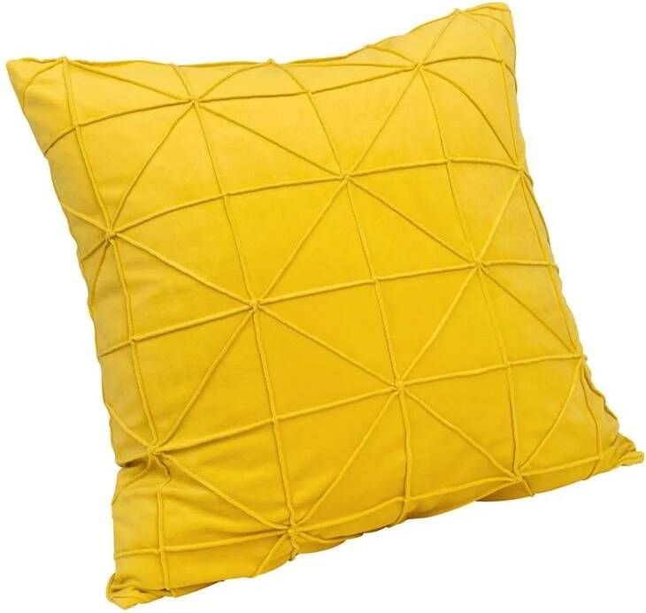 QUVIO Kussenhoes met grafisch patroon 50 x 50 cm Fluweel Okergeel - Foto 2