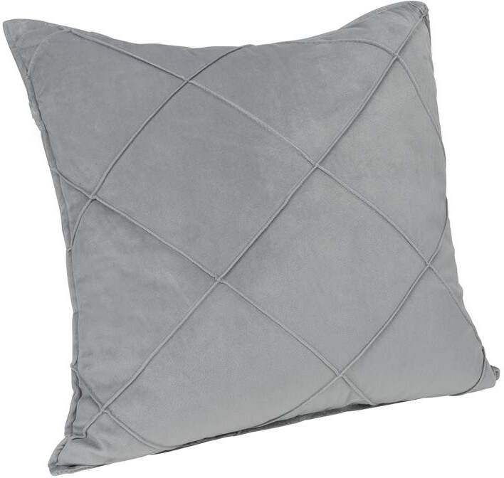 QUVIO Kussenhoes met ruit patroon 50 x 50 cm Fluweel Grijs - Foto 2