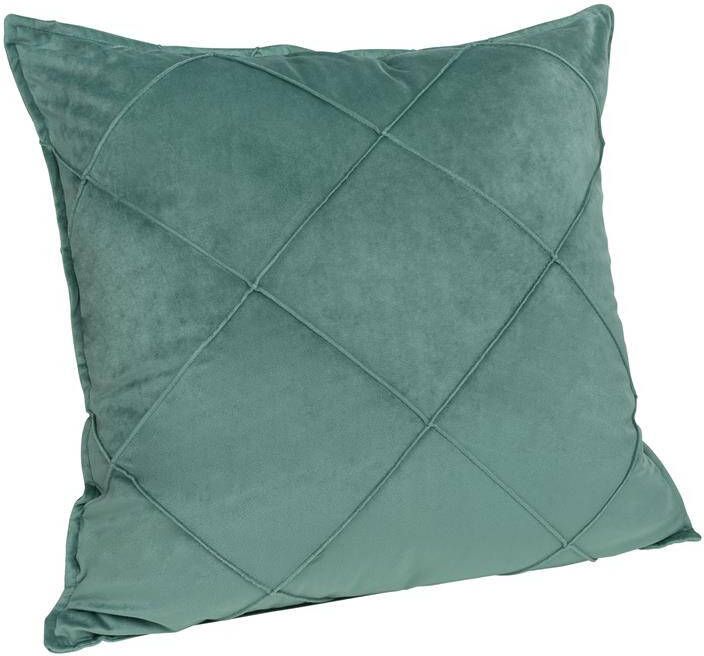 QUVIO Kussenhoes met ruit patroon 50 x 50 cm Fluweel Eucalyptus groen - Foto 2