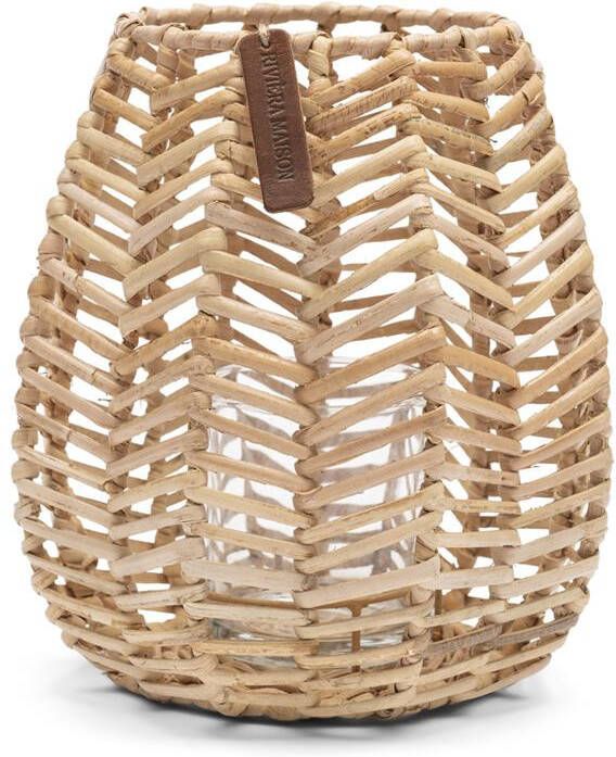 Rivièra Maison Riviera Maison theelichthouder Naturel Hexagon rotan Glas