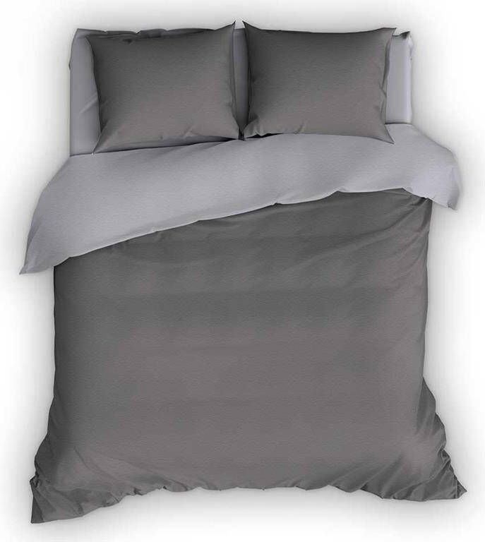 Romanette Flanellen Dekbedovertrek Comtesse Antraciet Zilver-140x200|220