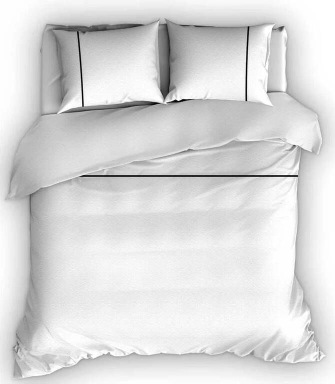 Romanette Flanellen Dekbedovertrek Duchesse Wit|Zwart-240 x 200|220 cm