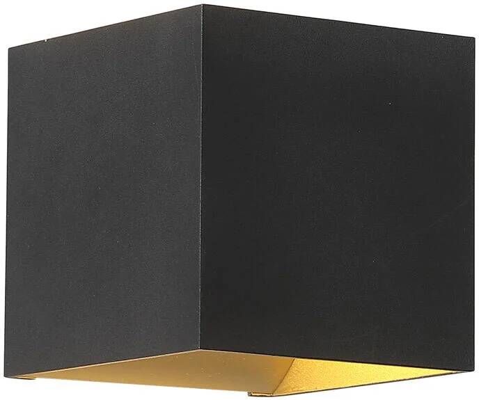 Searchlight Wall Wandlamp Vierkant H 9 7 cm Zwart Goud