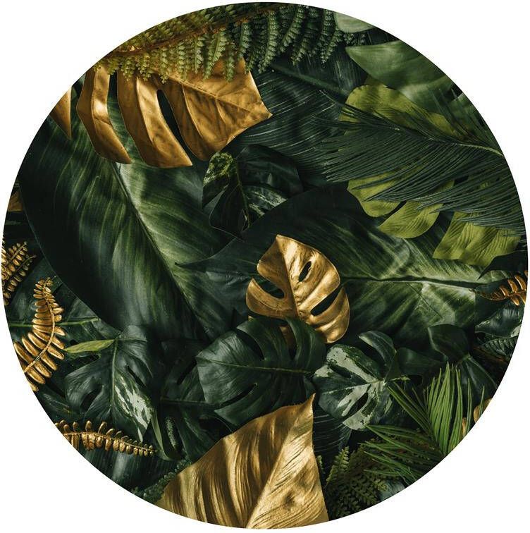 Seemly | Green Gold Leaves Muurcirkel