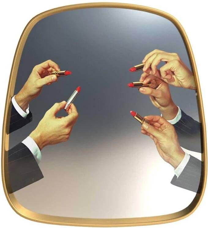 Seletti Mirror Gold frame spiegel 54x59 Lipstick