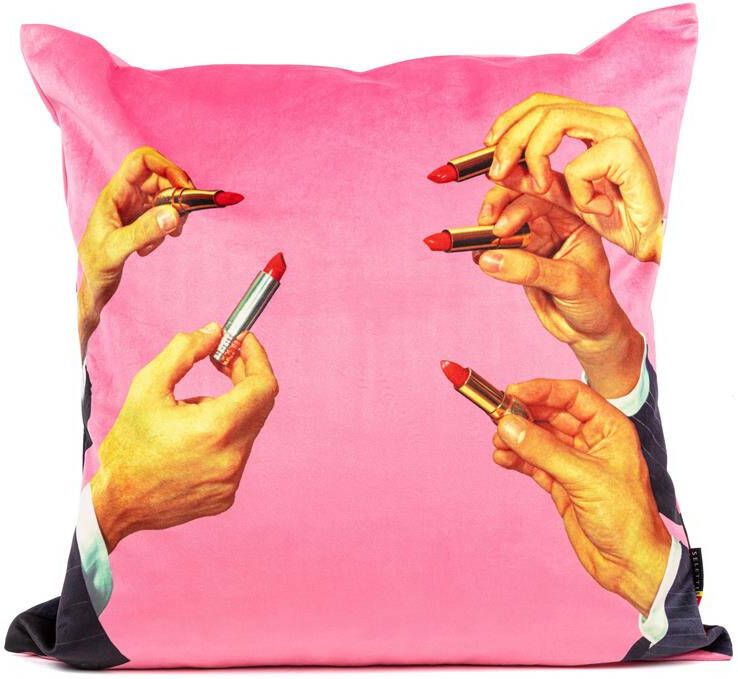 Seletti Toiletpaper kussen 50x50 Lipstickspink