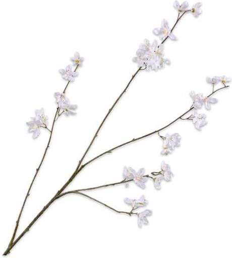 Silk-ka Zijden Bloem-Kunstbloem Bloesem Tak Wit-Crème 114 cm