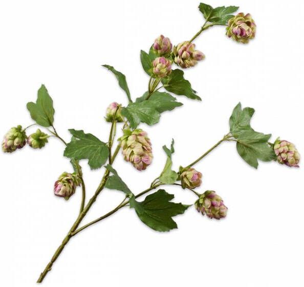 Silk-ka Zijden Bloem-Kunstbloem Hop Tak Paars-Groen 77 cm