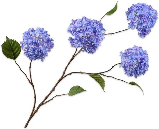 Silk-ka Zijden Bloem-Kunstbloem Hortensia Tak Blauw 110 cm