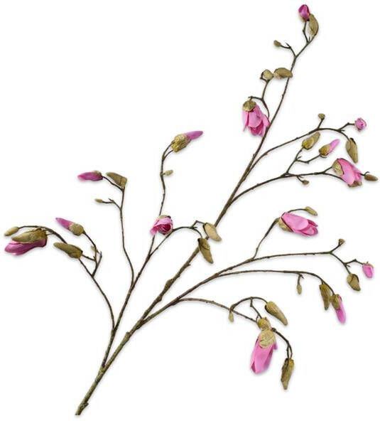 Silk-ka Zijden Bloem-Kunstbloem Magnolia Tak Paars-Roze 132 cm