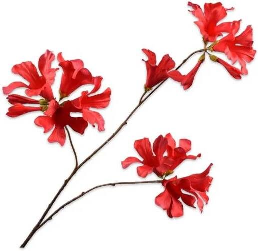 Silk-ka Zijden Bloem-Kunstbloem Mandevilla Tak Rood 86 cm
