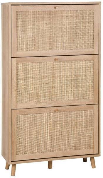 sweeek Schoenenkast 3 rieten lades B 75 x D 26 x H 131cm