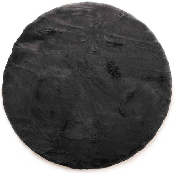 Tapeso Fluffy vloerkleed rond Comfy Deluxe donkergrijs 80 cm rond