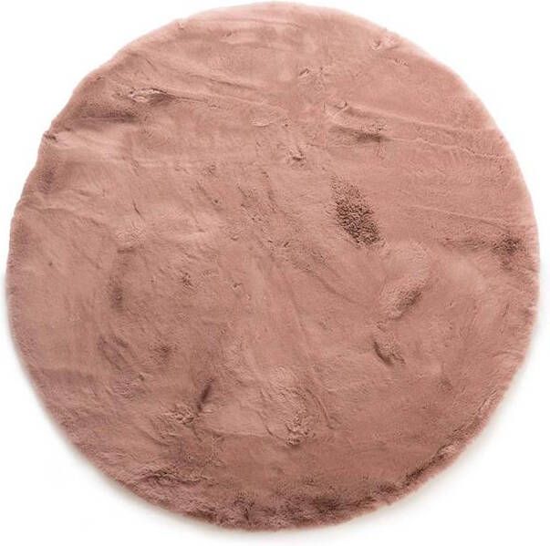 Tapeso Fluffy vloerkleed rond Comfy Deluxe roze 200 cm rond