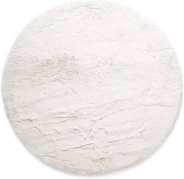 Tapeso Fluffy vloerkleed rond Comfy Deluxe wit 120 cm rond