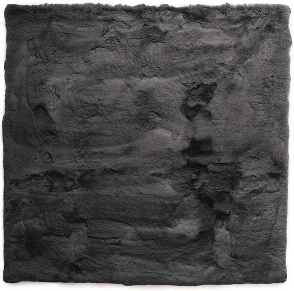 Tapeso Fluffy vloerkleed vierkant Comfy Deluxe donkergrijs 130x130