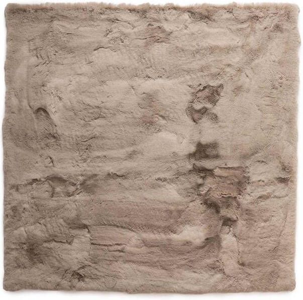 Tapeso Fluffy vloerkleed vierkant Comfy Deluxe taupe 100x100 cm